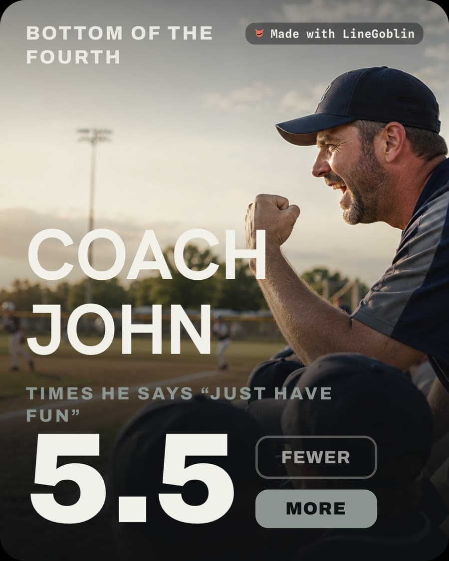 Custom LineGoblin card — Coach John · Times He Says “Just Have Fun” · 5.5